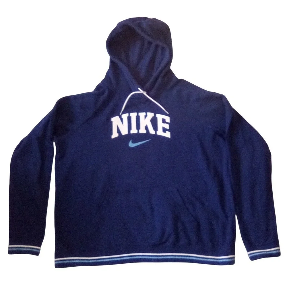 Vintage Navy Blue Nike Hoodie Size (LG)